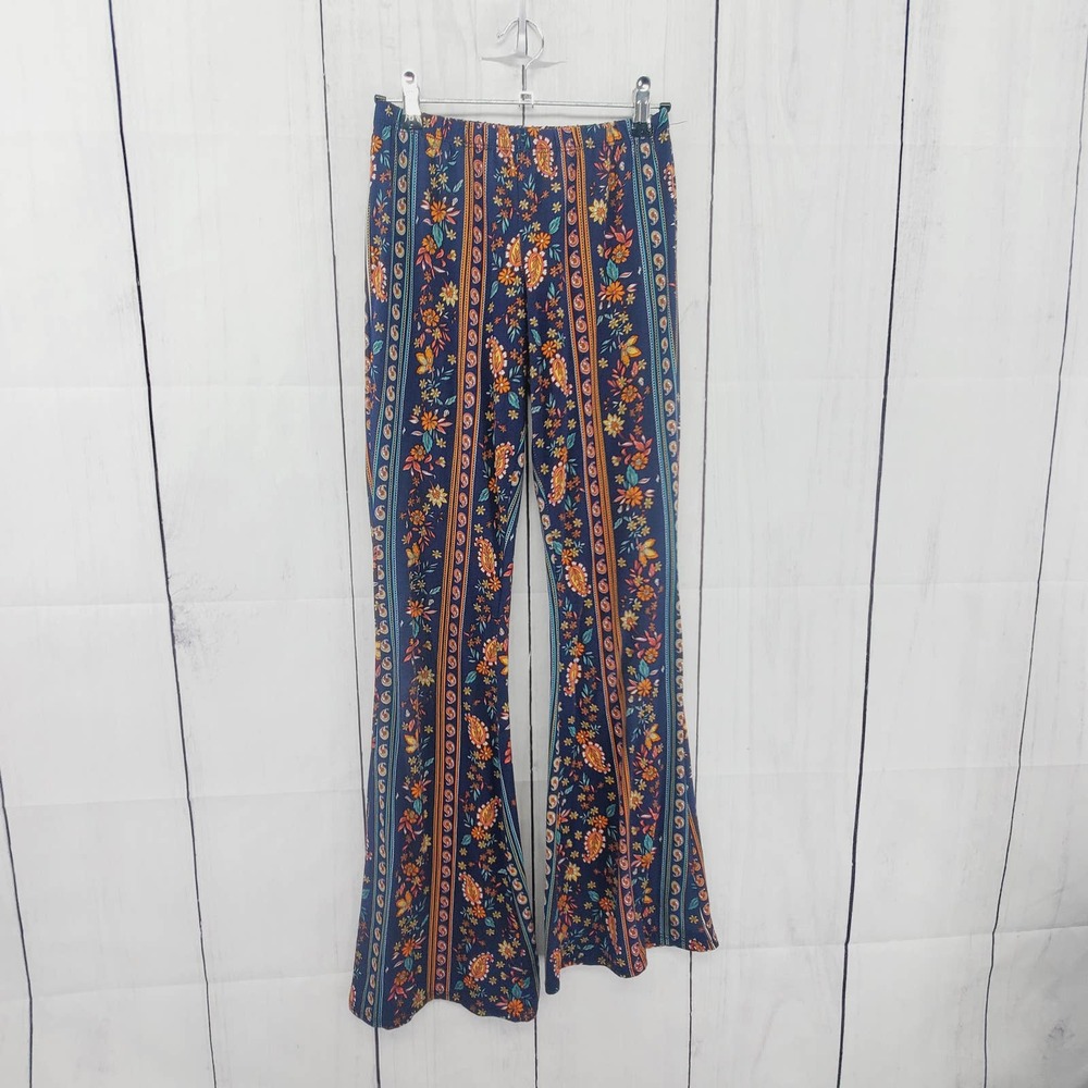 Rainbow Hippie/ Boho Jersey Knit Brushed Back Flare Pullon Leggings Womens Small